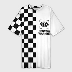 Женская длинная футболка Content Warning шашечки