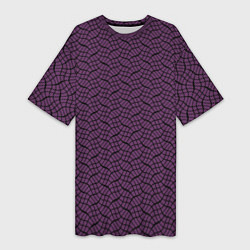 Женская длинная футболка Тёмный фиолетовый волнистые полосы