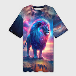 Футболка женская длинная Space lion - ai art fantasy, цвет: 3D-принт