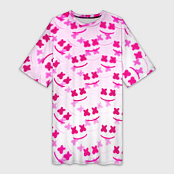 Женская длинная футболка Marshmello pink colors