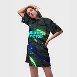 Футболка женская длинная Abiotic Factor logo bright neon, цвет: 3D-принт — фото 2