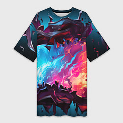 Женская длинная футболка Абстрактные краски во взрыве