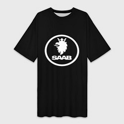 Женская длинная футболка Saab avto logo
