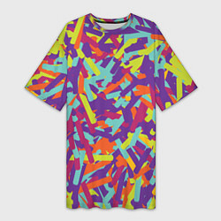Футболка женская длинная Конфитти, цвет: 3D-принт