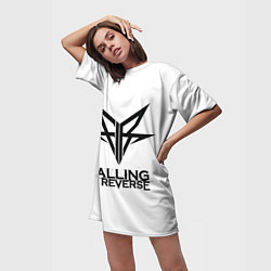 Футболка женская длинная Falling in Reverse band logo, цвет: 3D-принт — фото 2