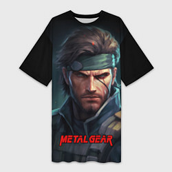 Футболка женская длинная Веном Снейк из игры Metal gear, цвет: 3D-принт