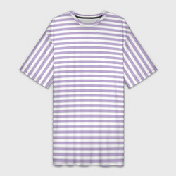 Женская длинная футболка Холодный сиреневый в белую полоску