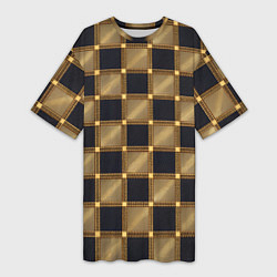 Футболка женская длинная Узор в шахматную клетку из квадратов, цвет: 3D-принт