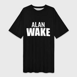 Футболка женская длинная Alan Wake white logo, цвет: 3D-принт