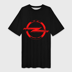 Футболка женская длинная Opel red logo, цвет: 3D-принт