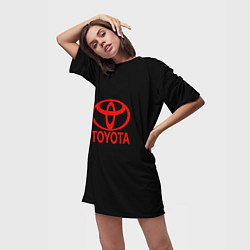 Футболка женская длинная Toyota red logo, цвет: 3D-принт — фото 2