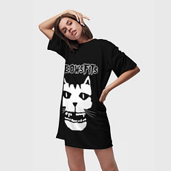 Футболка женская длинная Misfits - Meowsfits, цвет: 3D-принт — фото 2