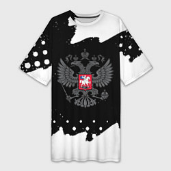 Футболка женская длинная Россия краски герб, цвет: 3D-принт