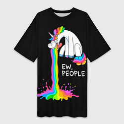 Футболка женская длинная Единорог не любит людей, цвет: 3D-принт