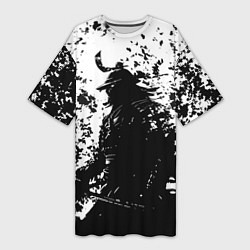 Женская длинная футболка Ghost of Tsushima black and white
