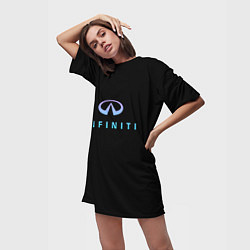 Футболка женская длинная Infiniti logo neon, цвет: 3D-принт — фото 2