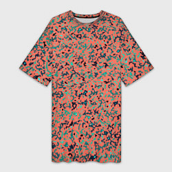 Женская длинная футболка Розово-бирюзовый абстрактный