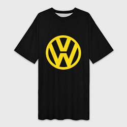 Футболка женская длинная Volkswagen logo yellow, цвет: 3D-принт