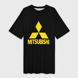 Футболка женская длинная Mitsubishi logo yelow, цвет: 3D-принт