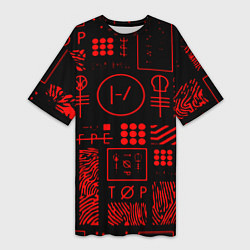 Футболка женская длинная Twenty one pilots pattern rock, цвет: 3D-принт