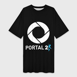 Футболка женская длинная Portal2 logo game, цвет: 3D-принт