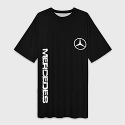 Футболка женская длинная Mercedes benz logo white auto, цвет: 3D-принт