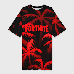 Футболка женская длинная Fortnite tropic red, цвет: 3D-принт