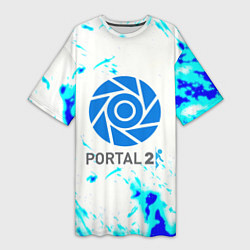 Футболка женская длинная Portal краски, цвет: 3D-принт