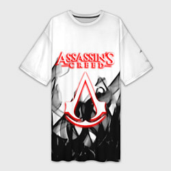 Футболка женская длинная Assassins Creed огненное лого гейм, цвет: 3D-принт