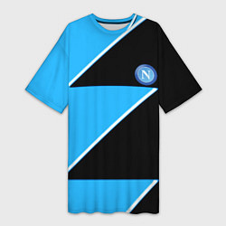 Футболка женская длинная Napoli fc geometry blue, цвет: 3D-принт