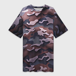 Женская длинная футболка Камуфляж-грязь