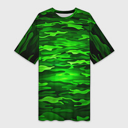 Женская длинная футболка Зелёные водоросли-камуфляж