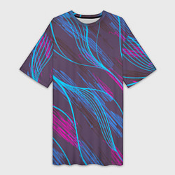 Футболка женская длинная Абстракция геометрических линий, цвет: 3D-принт