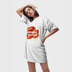 Футболка женская длинная Мамин вкусный пирожок, цвет: 3D-принт — фото 2