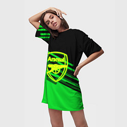 Футболка женская длинная Arsenal geometry line green, цвет: 3D-принт — фото 2