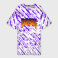 Футболка женская длинная Doom neon retro, цвет: 3D-принт