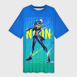Женская длинная футболка Neon Valorant