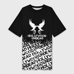 Футболка женская длинная Hollywood Undead band, цвет: 3D-принт