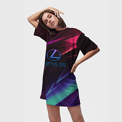 Футболка женская длинная Lexus stripes, цвет: 3D-принт — фото 2