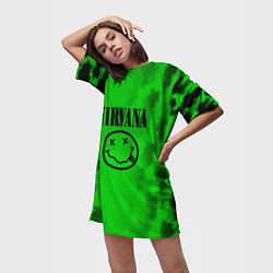 Футболка женская длинная Nirvana x Billie, цвет: 3D-принт — фото 2