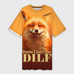 Футболка женская длинная DILF - Damn I love foxes, цвет: 3D-принт