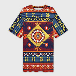 Женская длинная футболка Стиль советского ковра узоры и орнамент