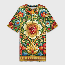 Женская длинная футболка Стиль советского ковра узоры и орнамент