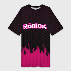 Женская длинная футболка Roblox fire pink