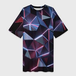 Женская длинная футболка Неоновые геометрические плиты