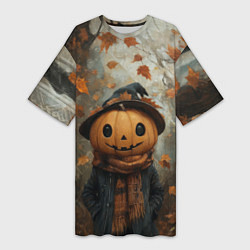 Женская длинная футболка Милый тыквенный Джек