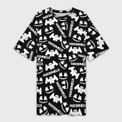 Футболка женская длинная Marshmello pattern music, цвет: 3D-принт