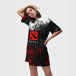 Футболка женская длинная Dota 2 брызги красок, цвет: 3D-принт — фото 2