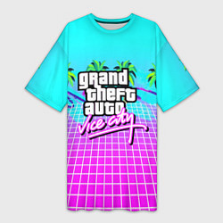 Футболка женская длинная Vice city tropic collection, цвет: 3D-принт