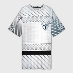 Женская длинная футболка Tesla metal auto